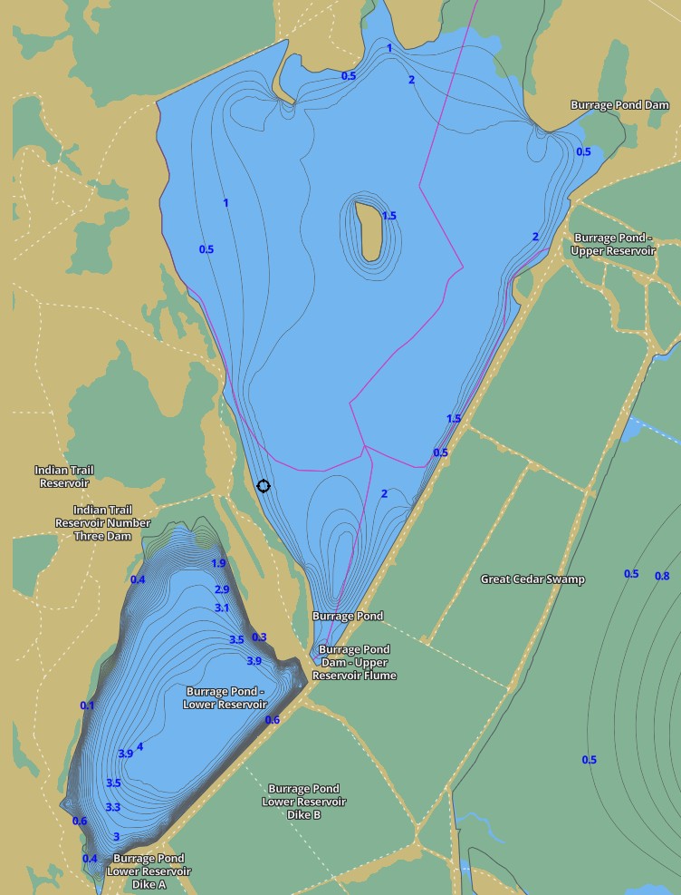 Lake map of Burrage Pond
