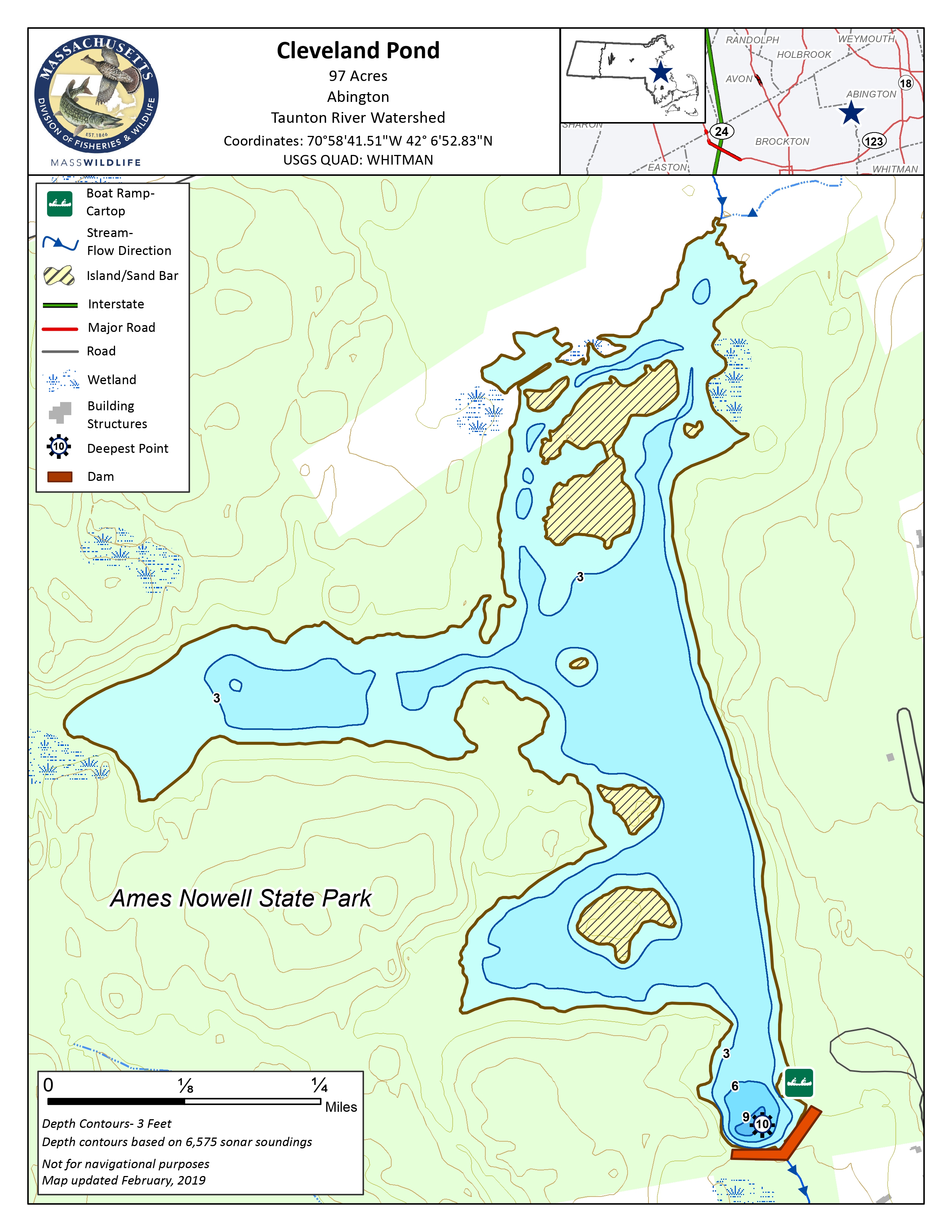 Lake map of Cleveland Pond