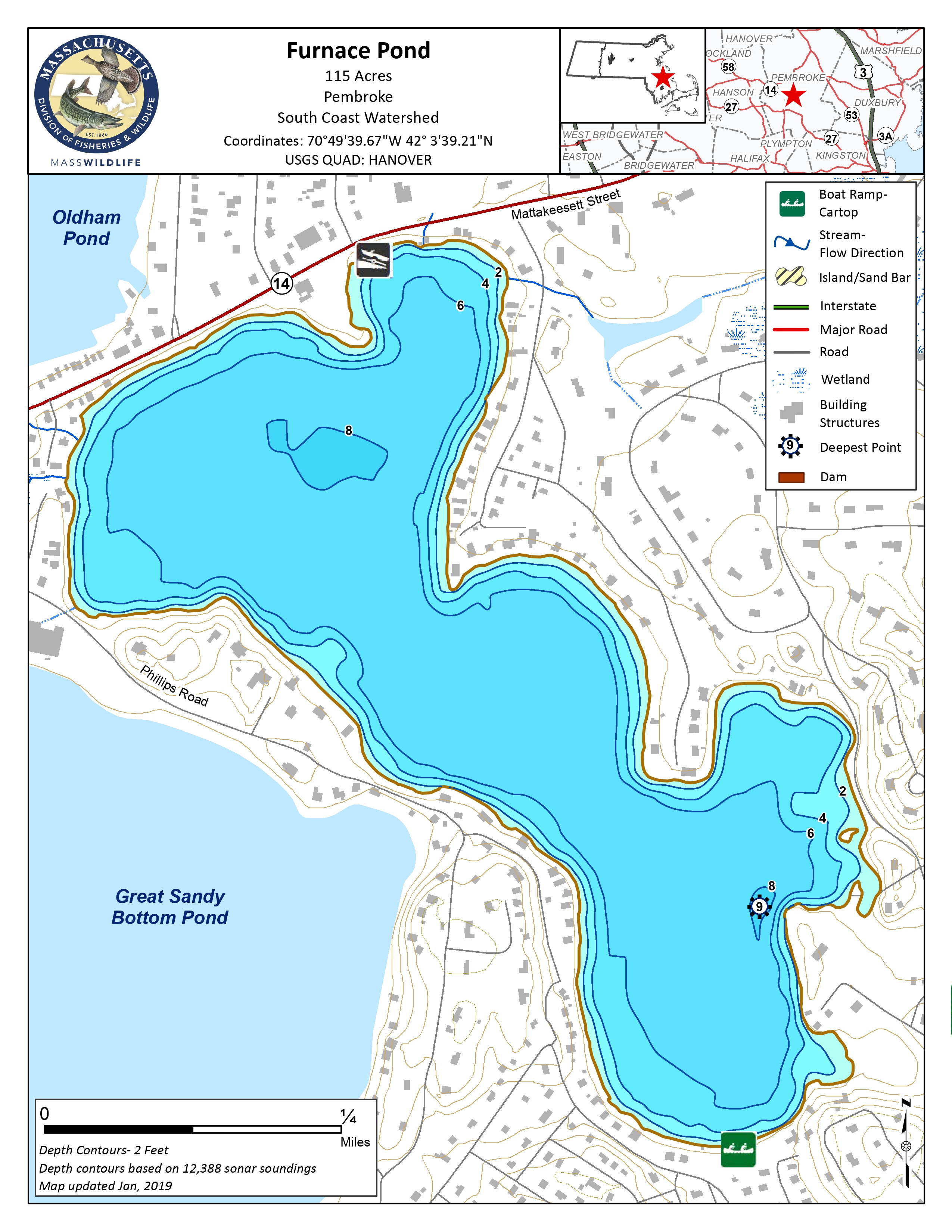 Lake map of Furnace Pond