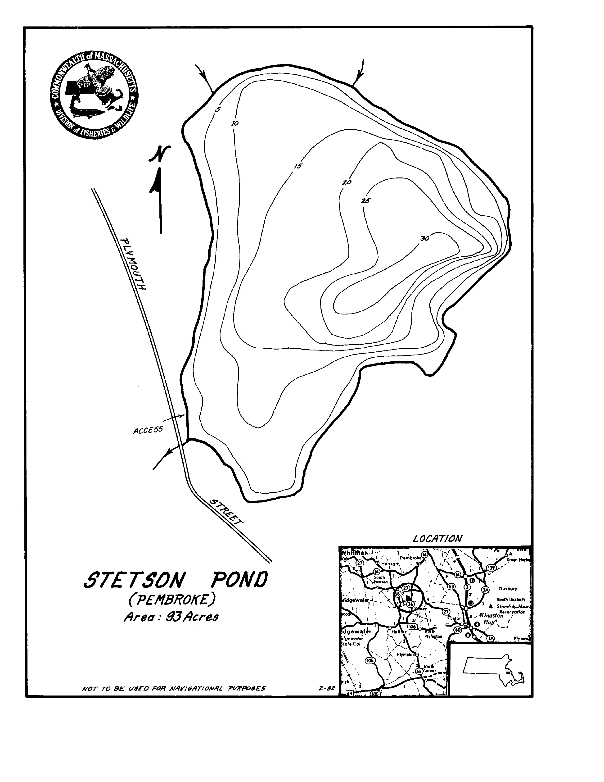 Lake map of Stetson Pond